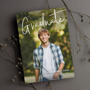 Modern Script Graduate PhotoPop Graduation Photo Invitation