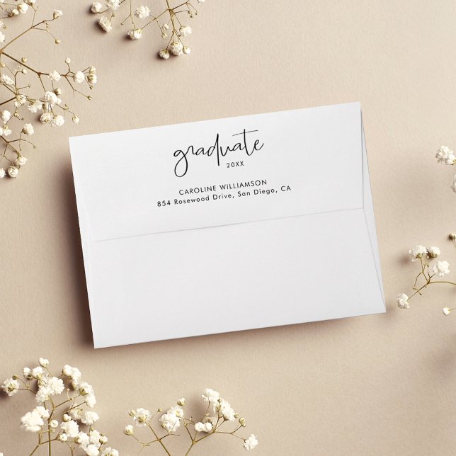 Modern Script Graduate Return Address Envelope (Creator Uploaded)