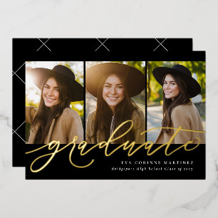 Modern script graduate simple 3 photo graduation f