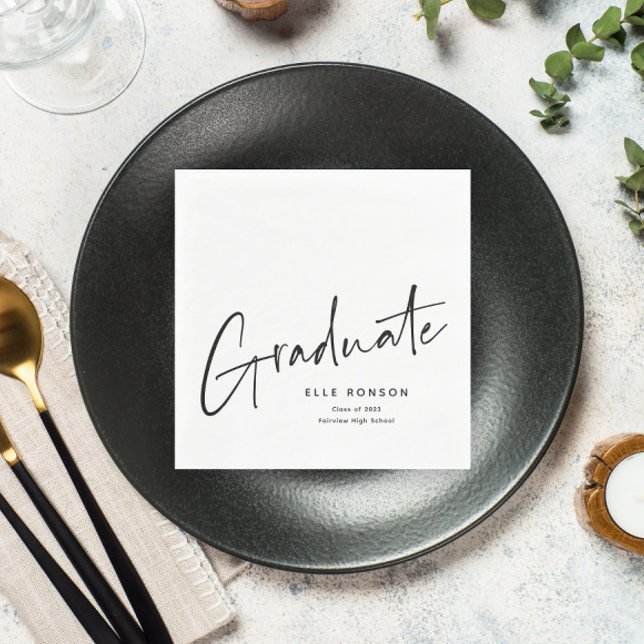 Modern Script Graduate Simple Graduation Napkin (Creator Uploaded)