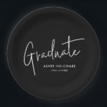 Modern Script Graduate Simple Graduation Paper Plate<br><div class="desc">A Modern Script Graduate Simple Graduation Paper Plates with handwritten font,  name and graduation details. Click the personalize/edit with design tool button to customize this design.</div>