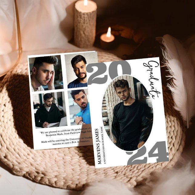 Modern Script Graduate Simple Photo Graduation  Announcement (Creator Uploaded)