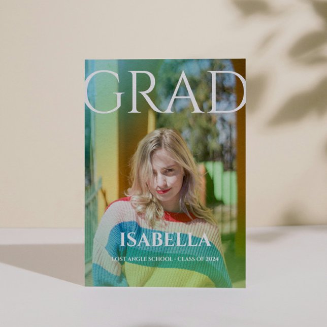 Modern Script Graduate Simple Photo Graduation Announcement (Modern Script Graduate Simple Photo Graduation Announcement)