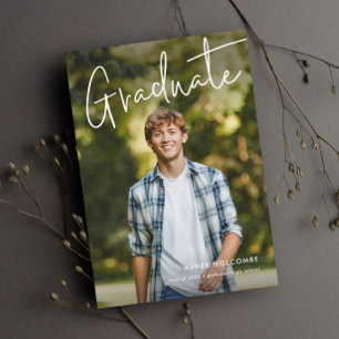 Modern Script Graduate Simple Photo Graduation Invitation