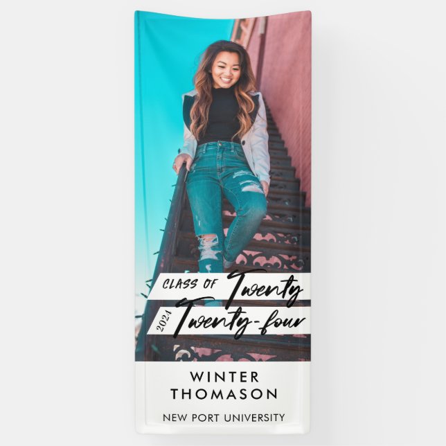 Modern Script Graduate Twenty Twenty Two Photo Banner (Vertical)