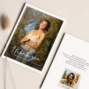 Modern Script Graduation 2025 Photos Grad Thank You Card
