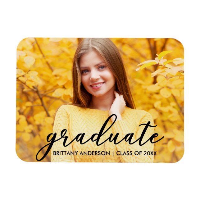 Modern Script Graduation Announcement Photo B Magnet (Horizontal)