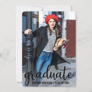 Modern Script Graduation Announcement Photo Card R