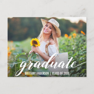 Modern Script Graduation Announcement Photo W Postcard