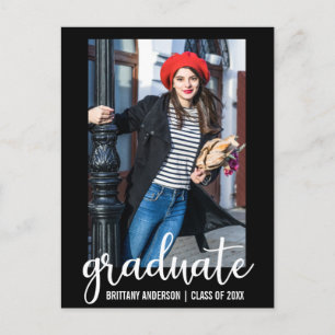 Modern Script Graduation Announcement Photo WB Postcard