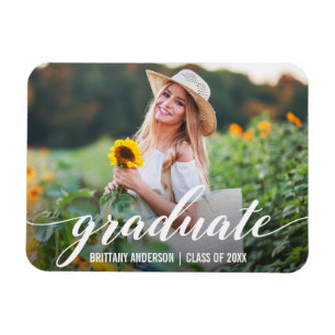 Modern Script Graduation Announcement Photo WS Magnet