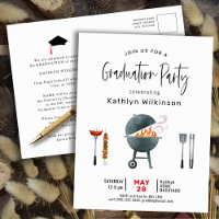 Modern Script Graduation BBQ Party Invitation
