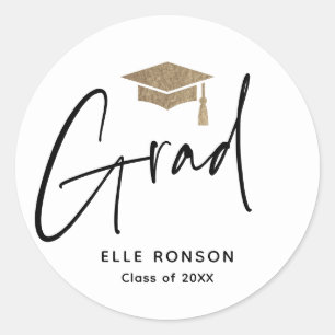 Modern Script Graduation Classic Round Sticker