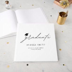 Modern Script Graduation Hat Party Guest Book