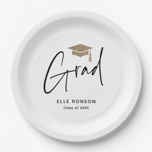 Modern Script Graduation  Paper Plate (Front)