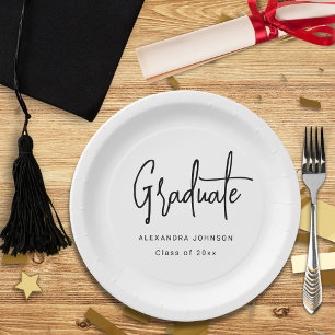 Modern Script Graduation Party Custom Paper Plate