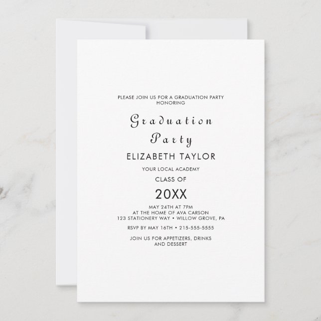 Modern Script Graduation Party Invitation (Front)