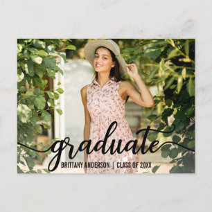 Modern Script Graduation Party Invitation Photo Postcard