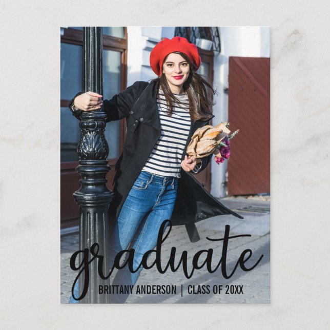 Modern Script Graduation Party Invitation Postcard (Front)