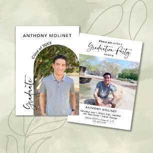 Modern Script Graduation Photo Party Invitation