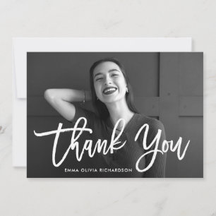 Modern Script Graduation Photo Thank You Card