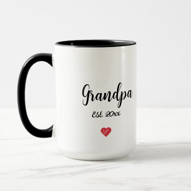 Modern Script Grandma Year Est Heart 2 Toned  Mug (Left)