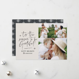 Modern script grateful photo holiday card