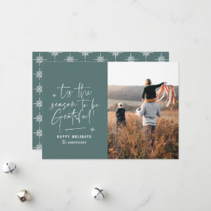 Modern script grateful photo holiday card