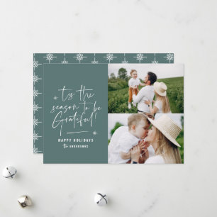 Modern script grateful photo holiday card