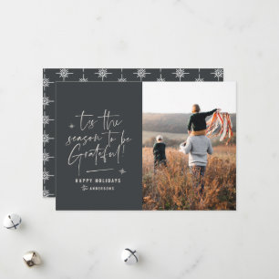 Modern script grateful photo holiday card