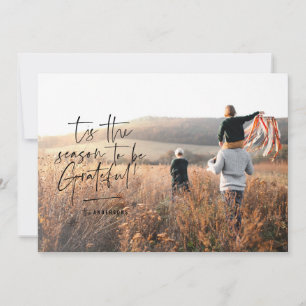 Modern script grateful photo holiday card