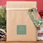 Modern Script Green Christmas  Square Sticker<br><div class="desc">Christmas Sticker.</div>