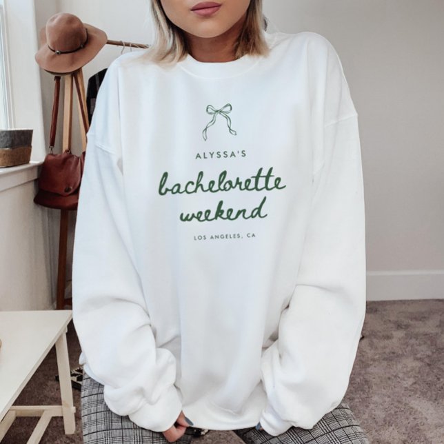 Modern Script Green Coquette Bachelorette Weekend Sweatshirt (Creator Uploaded)