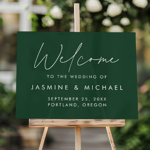 Modern Script Green Wedding Welcome Acrylic Sign
