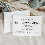 modern script greenery housewarming party invitation<br><div class="desc">a lovely script and greenery design for your house warming invitation. The text and colours can be personalised.</div>
