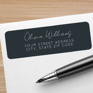 Modern Script Grey Elegant Return Address