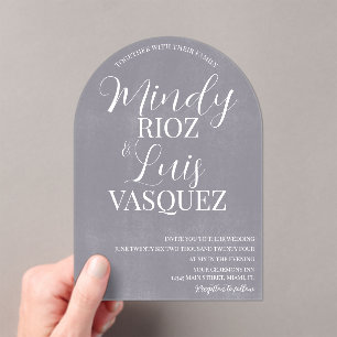 Modern Script Grey Washed Stone Rustic Wedding Acrylic Invitations