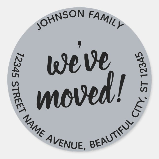 Modern Script Grey We've Moved New Address Label (Front)