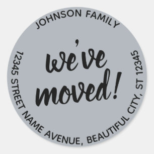 Modern Script Grey We've Moved New Address Label