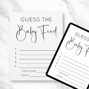 Modern Script Guess The Baby Food Game Baby Shower Invitation