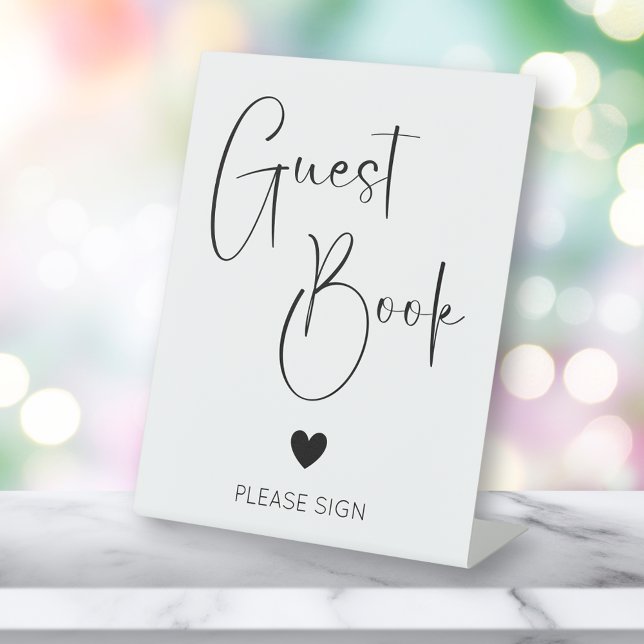Modern Script Guest Book Baby Shower Pedestal Sign (Creator Uploaded)