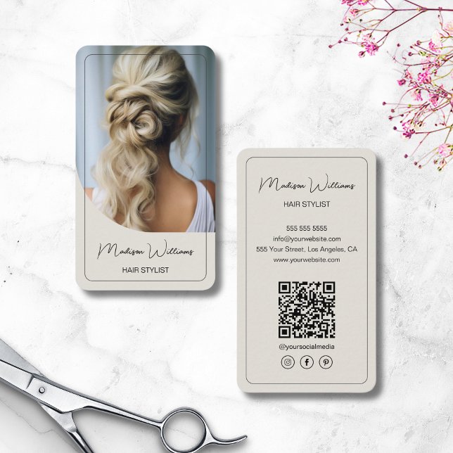 Modern Script Hair Stylist Salon Business Card (Modern Script Hair Stylist Salon Business Card)