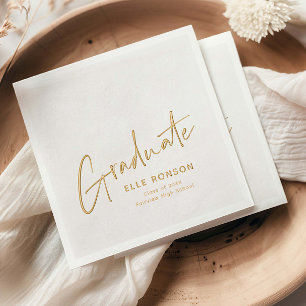 Modern Script Hand Lettered Graduation Foil Napkins