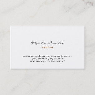 Modern Script Handwriting White Business Card