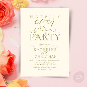 Modern Script Happily Ever After Party Elopement I Invitation