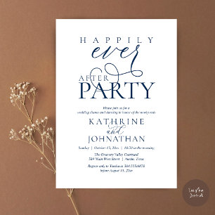 Modern Script Happily Ever After Party Elopement Invitation