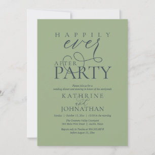Modern Script Happily Ever After Party Elopement Invitation