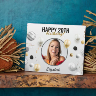 Modern Script Happy Birthday Custom Photo Gift Plaque