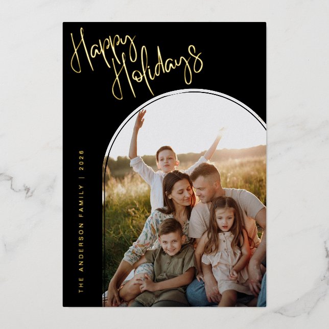 Modern Script Happy Holidays | Add 2 Photo  (Front)