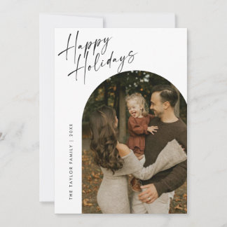 Modern Script Happy Holidays Arch 2 Photo  Holiday Card